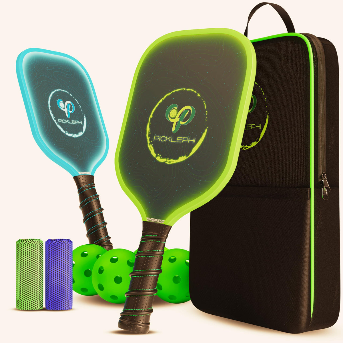 Pickleball Paddles Set of 2 | Glow in The Dark Pickleball Paddle and Balls | USAPA Fiberglass Pickleball Sets | Cute Pickleball Paddles Gifts for Women Men
